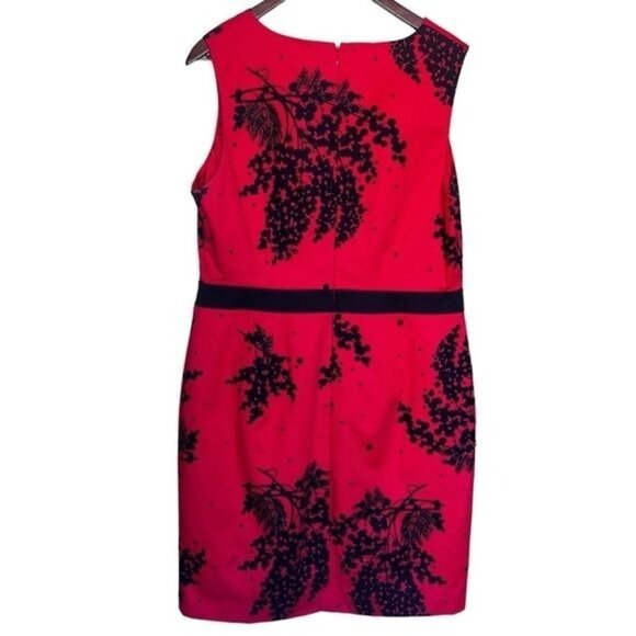 Boden Dress Womens 14R Pink Navy Floral Print Sleeveless Sheath Knee Length - Picture 2 of 12
